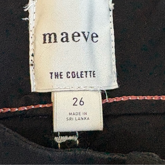 Maeve Anthropologie The Colette Black Contrast Stitch Wide Leg Cropped Pants 26 - Picture 9 of 10